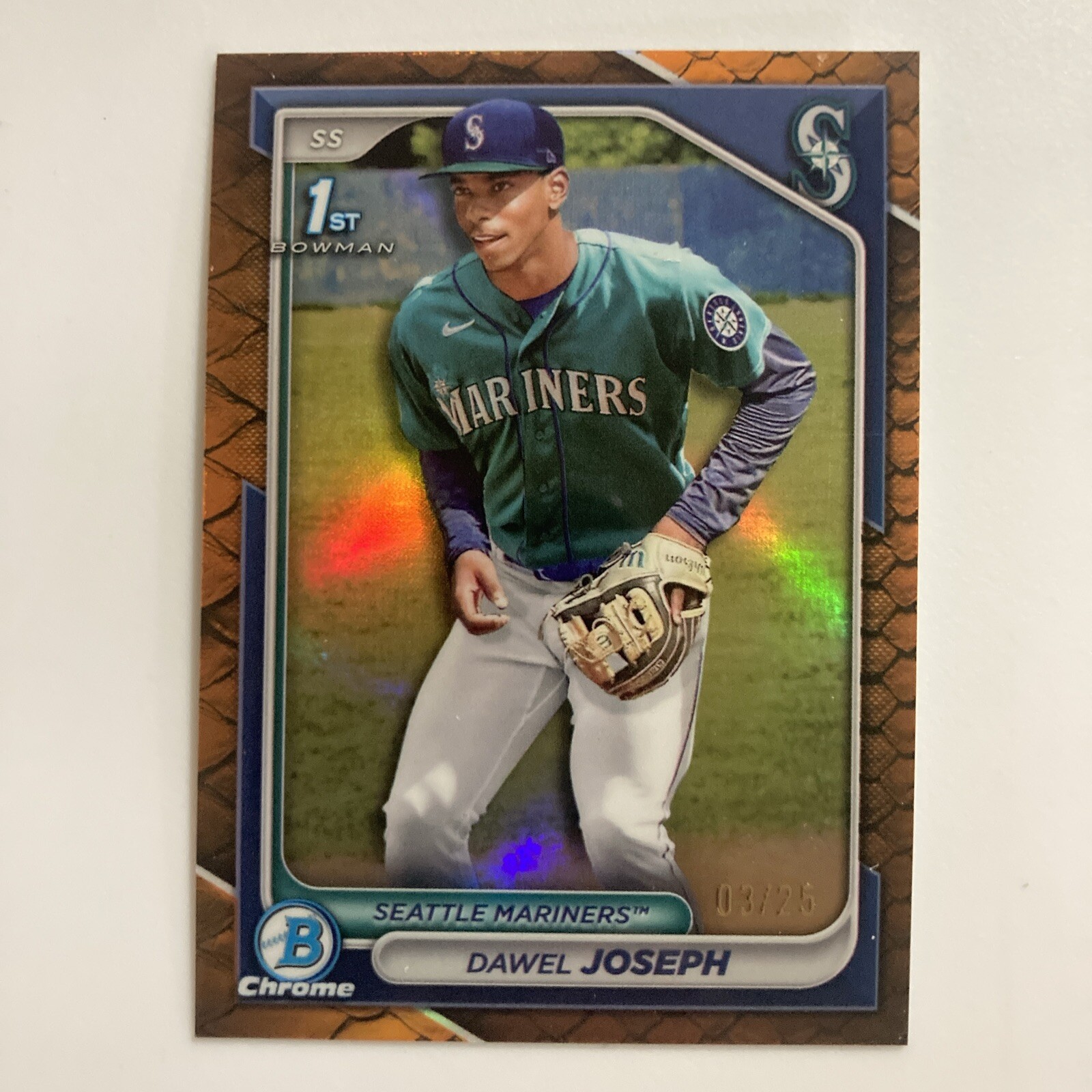 2024 Bowman Chrome - Reptilian Orange Refractor /25 Dawel Joseph 1st Bowman