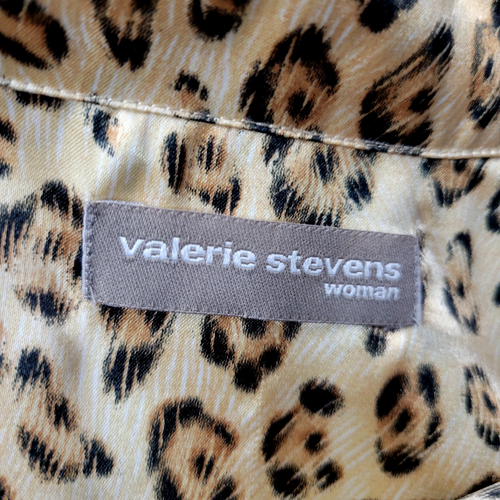 Valerie Stevens Nightgown Womens 1X Tan Brown Leopard Animal Print Button Front - Picture 6 of 14