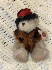 Dixie Hackett Boyds Bears 10in teddy bear in hat and faux fur style 918334