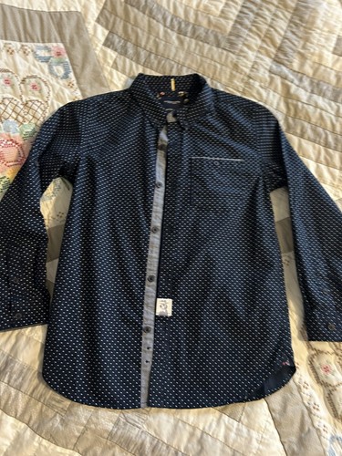 Boys Denim & Flower Dress Shirt, Size 9/10 NWT