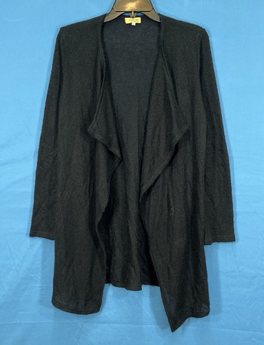 PIKO 1988 Black Lightweight AIRY KNIT Draped OPEN-FRONT Cozy CARDIGAN SWEATER S