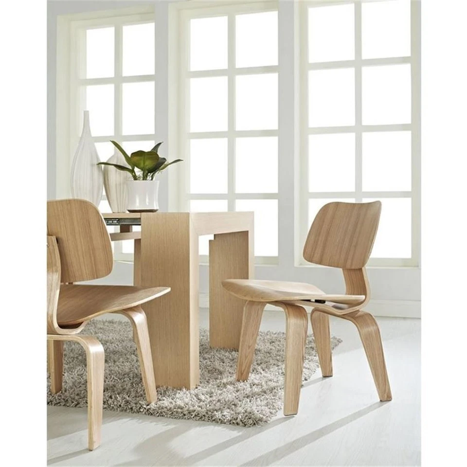 Silla auxiliar de comedor de madera estilo moderno Modway Fathom de 18,5" en acabado natural Foto 2 de 4