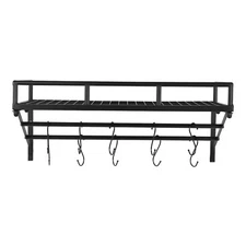 24 Inch Wall Mounted Pot Rack with 2 Hanging Rails and 10 Hooks
