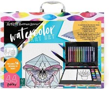 44 Pieces Art 101 Budding Artist Watercolor Art Set w/ Carrying Case, 14 Designs