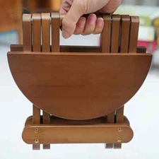 Wooden Foldable Outdoor Stool Collapsible Camping Seat Portable Garden Chair