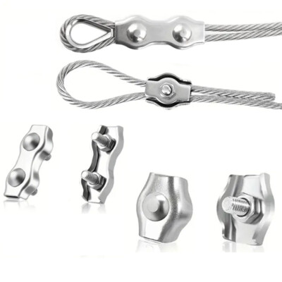 2mm - 10mm Simplex/Duplex Clips 304 Stainless Steel Wire Rope Cable Grips Clamp