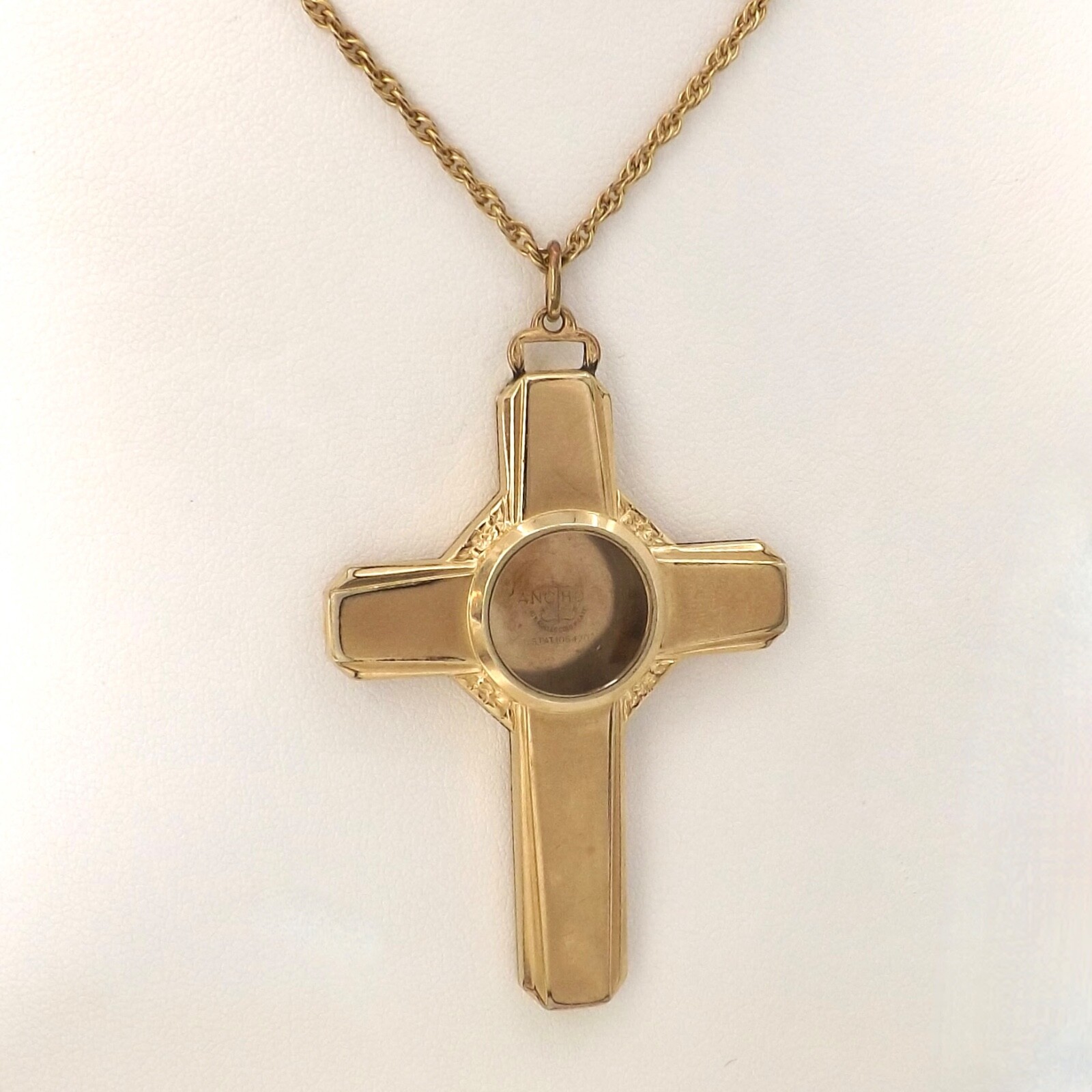 Art Deco 10k Rolled Gold Cross Photo Watch Ashes Mourning Locket Charm Necklace