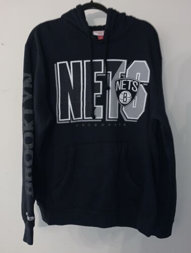 BROOKLYN NETS Basketball Sweatshirt Pullover Hoodie (XL) Mitchell Ness (B74)