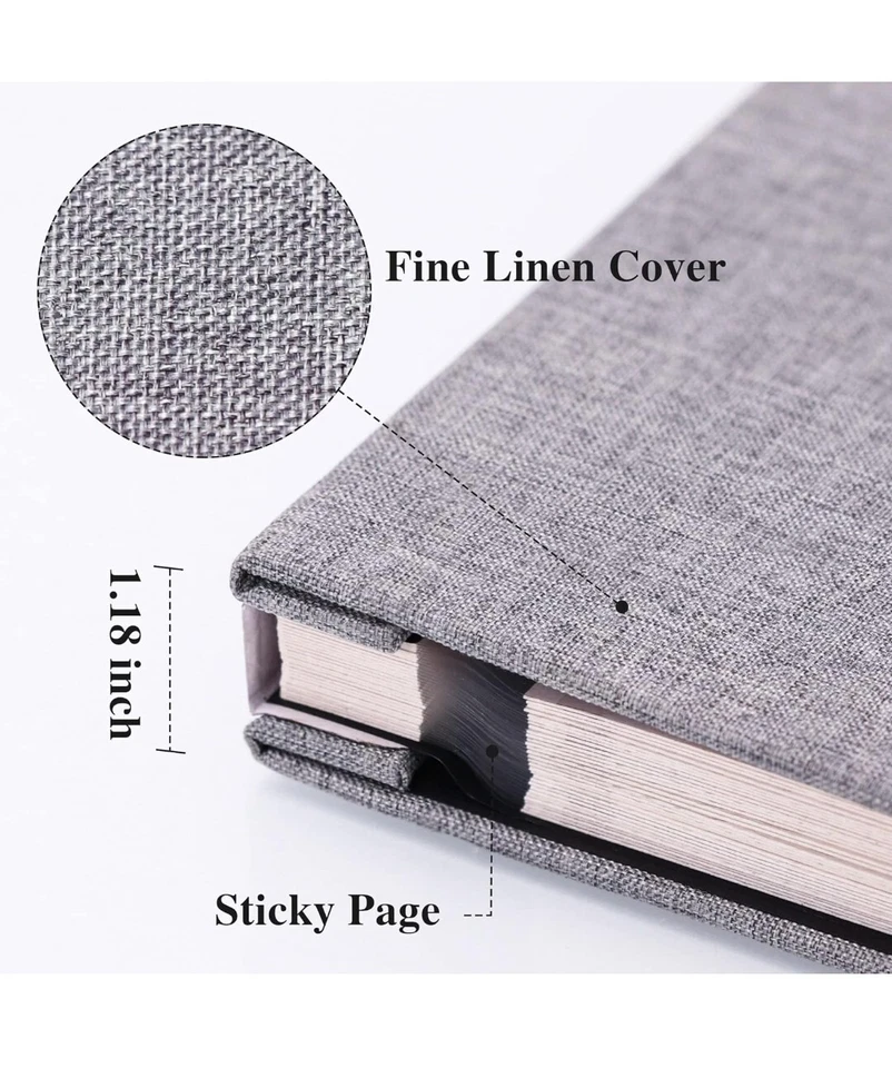 Álbum de fotos grande autoadhesivo para fotos 4X6 8X10 álbum de recortes de lino hágalo usted mismo Foto 3 de 4