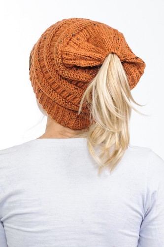 C.C BeanieTail Soft Stretch Cable Knit Messy High Bun Ponytail Beanie Hat - Picture 138 of 230
