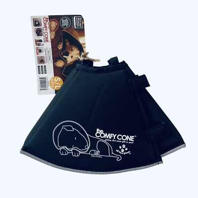 All Four Paws Comfy Cone Long E-Collar for Dogs Cats, Black