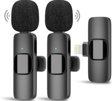 Wireless Lavalier Microphone iPad Dual Cordless Clip Mics Lapel Lav Video Record