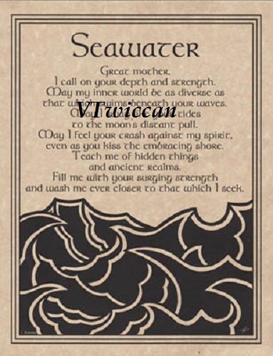 Seawater Prayer Parchment Poster ~ Wicca Pagan Book of Shadows FREE BONUS LOOK!  - Afbeelding 1 van 1