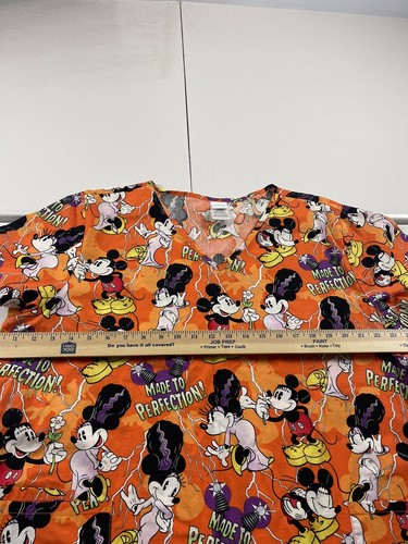 Halloween Medical Scrub Top Women Size 2XL Mickey & Minnie Bride Of Mickenstein - Picture 8 of 13