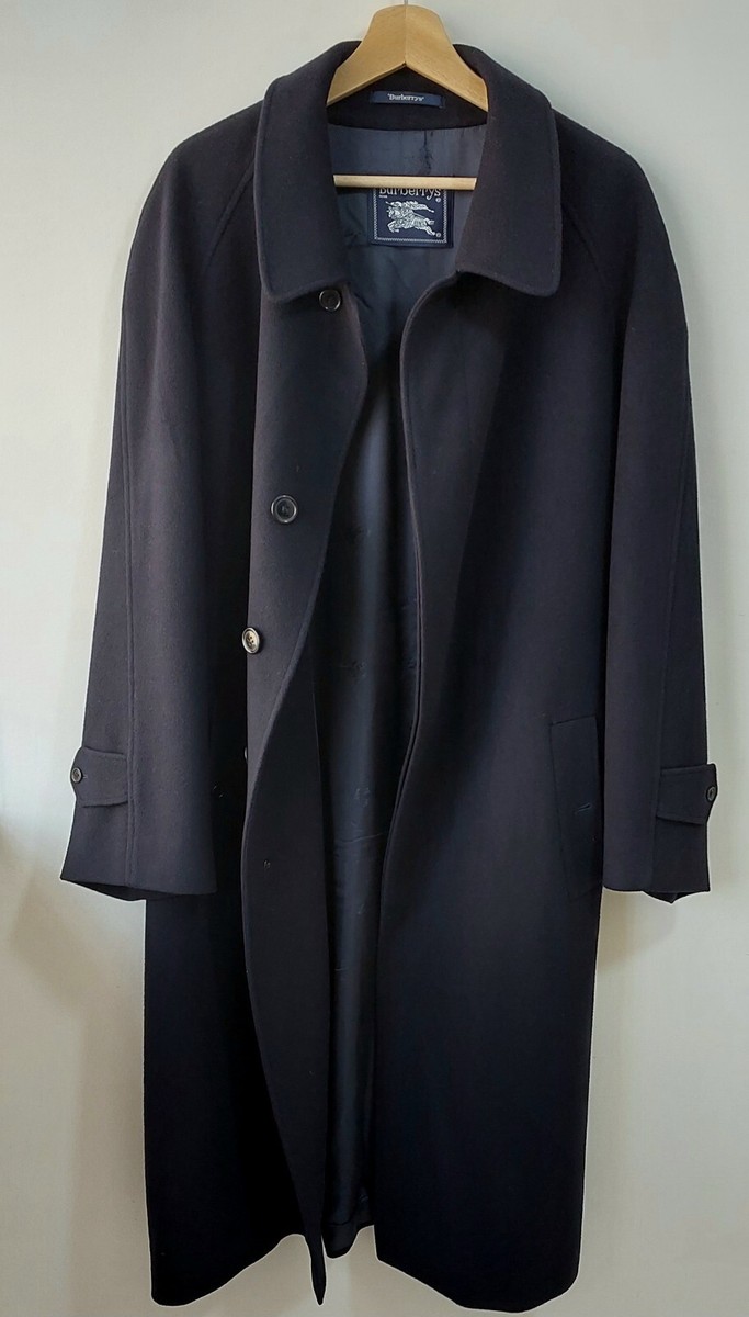 Vintage Burberry Overcoat Blue Wool Cashmere Size 56 EU | eBay