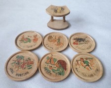 Vintage Mid-Century Set of 6 Humorous Irene Drink Coasters with Stand 1950s