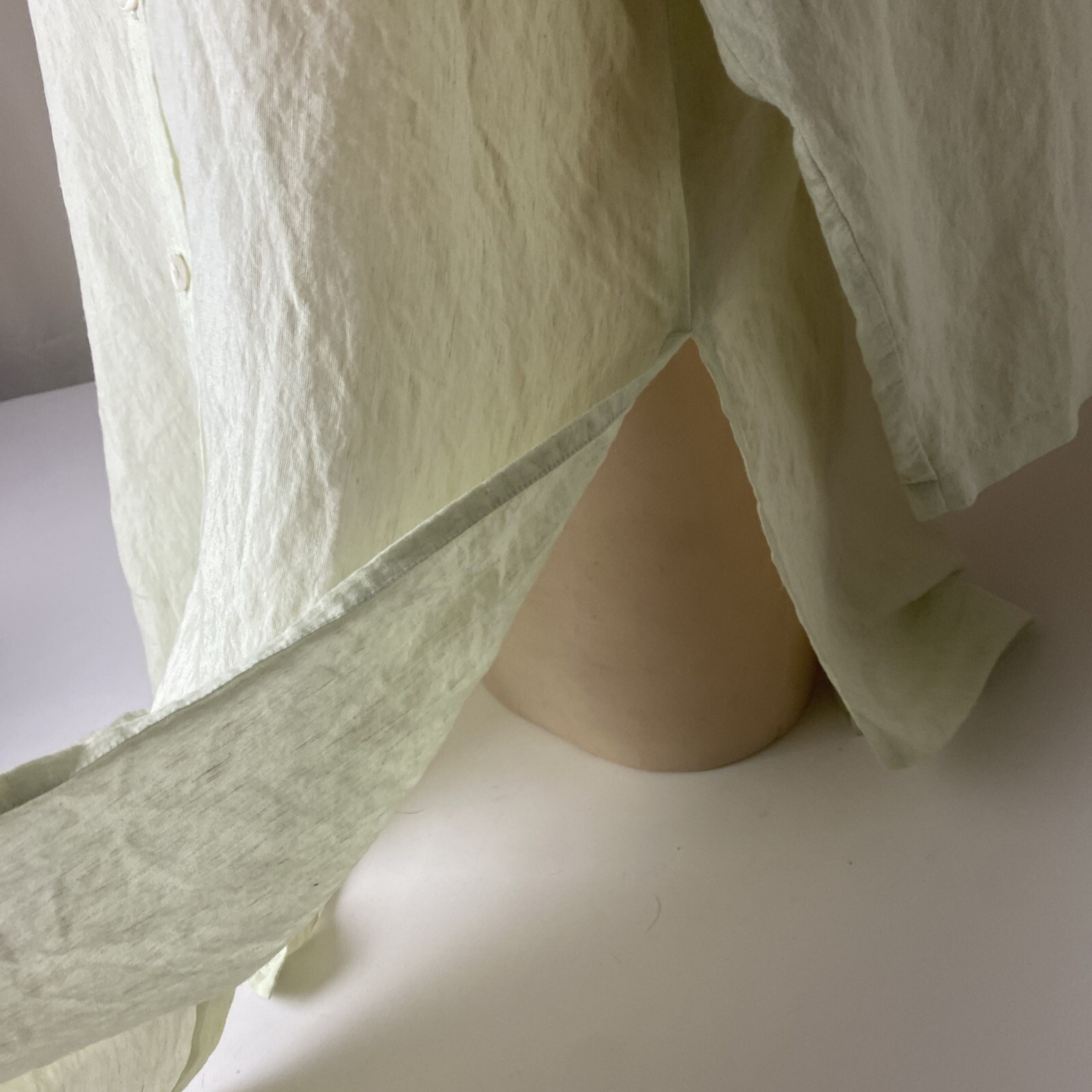 LInda Lundstrom Button Up Tunic Blouse M Light Green Canada beachy lagenlook