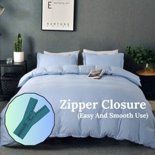 Luxury Egyptian Cotton Duvet Set / Fitted Sheet  600 TC  Sky Blue Solid