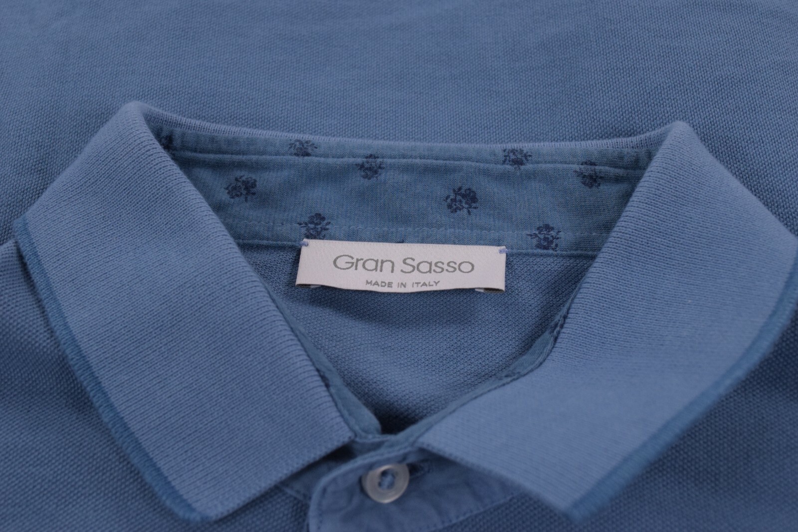Gran Sasso NWT Polo Shirt Short Sleeve Size 50 M Solid Marine Blue Cotton image 2