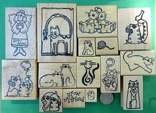 CUTE KITTIES COLLECTION - Your Choice - Cat/Kitten Wood Mounted Rubber Stamp