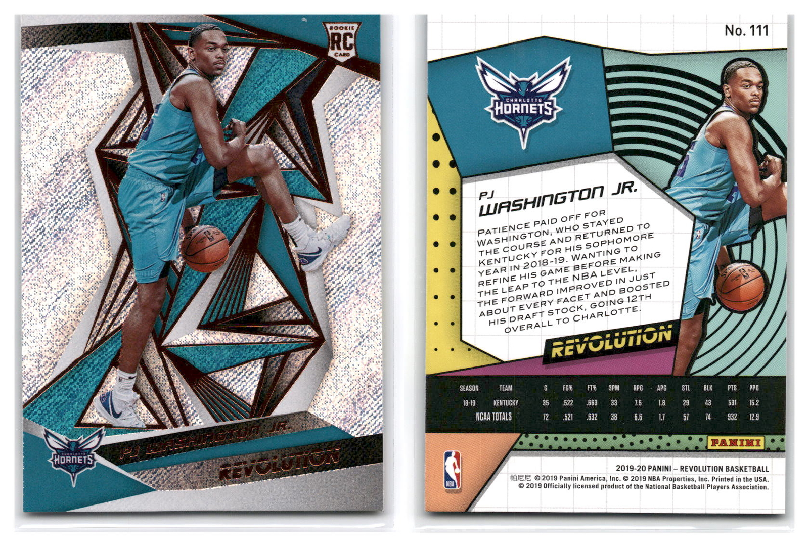 2019-20 Revolution #111 PJ Washington RC - Charlotte Hornets