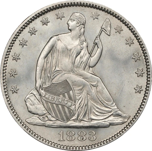 1883 Seated Liberty Half Dollar - Motto 50C. WB-101. NGC MS67 rare date cross...