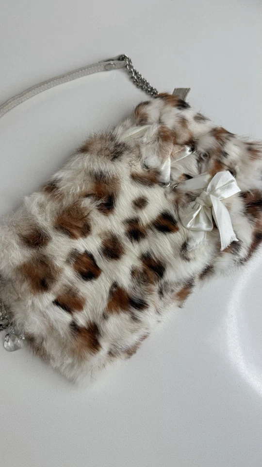 Rare Vintage Real Mink Fur Animal Print Purse With Charms - Image 2 of 4