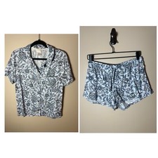 Lucky Brand Shirt  Shorts Womens Medium 2Pc Set T-shirt Pajama Blue Summer Soft