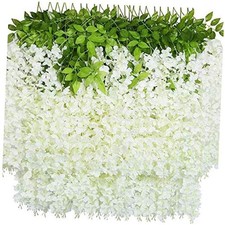 40 Pack Wisteria Flower Vines Garland, 3.75 Feet Artificial Flower Cream White
