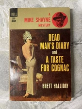 Dead Mans Diary & A Taste For Cognac By Brett Halliday Dell Book #1943 VTG 1964