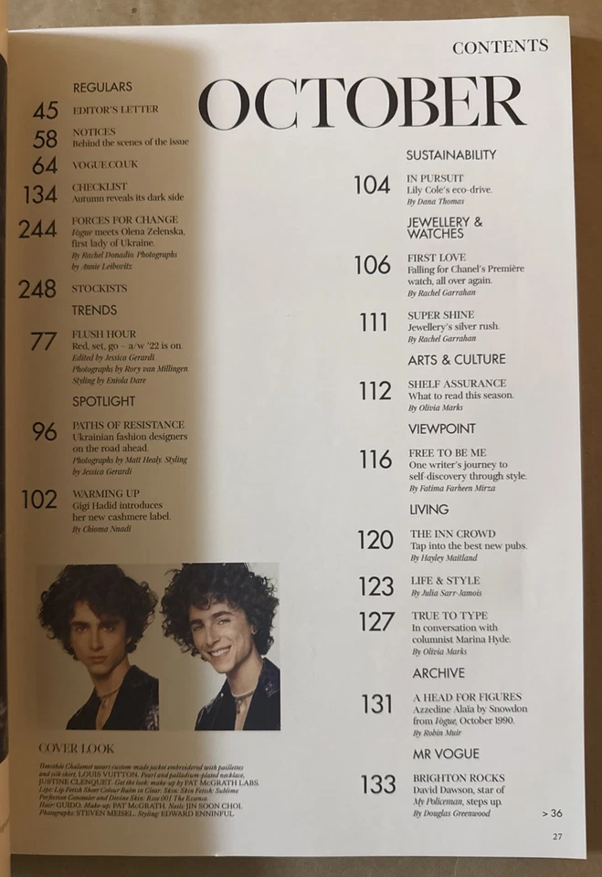 British Vogue Magazine October 2022 Timothee Chalamet - Image 4 of 4