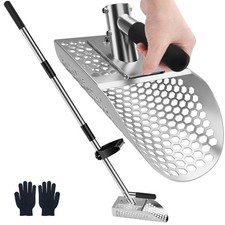 Long Handle Sand Scoop with Grip, Heavy Duty Stainless Steel Sand Sifter Shov...
