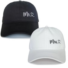 Mr and Mrs Hats,Bride Groom Hats,Embroidered Matching Couples One Size, White