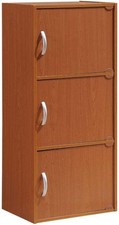 3-Shelf 3-Door Bookcase Book Storage Organizer Cabinet Living Room Shelves Hot
