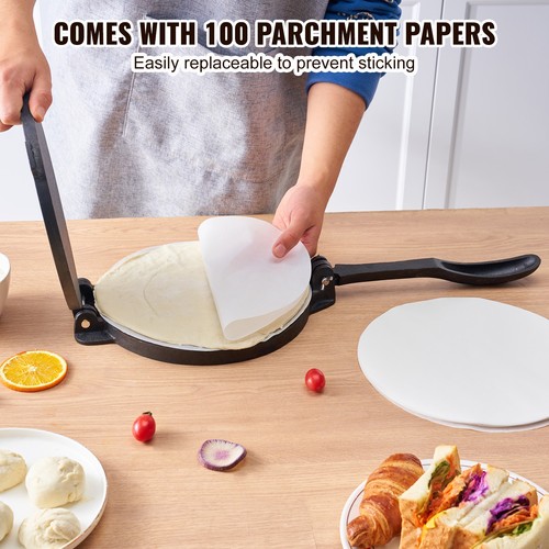 VEVOR Prensa para Tortillas de Hierro Fundido 20 cm Tortillas Caseras, Negro - Imagen 5 de 12