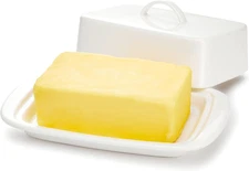 Sweese Large Butter Dish with Lid for Countertop, Porcelain 8oz Butter Keeper wi