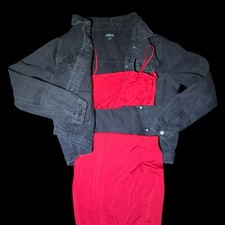 New Fashion Nova Women’s Medium Red Crop Top / Red Skirt 2 Piece Set