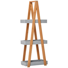 Scaffale Bagno in MDF e Bambù Kleankin con 3 Mensole, Grigio, 30x18x81cm