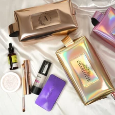 Handmade Holographic Cosmetic Bag, Personalized Travel Organizer, Custom Gift