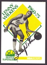 LENNY WILKENS 1990-91 Hoops #349 AUTOGRAPH Signed SONICS Auto Hawks d.2025