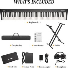 88 Key Electric Digital Piano Keyboard Weighted Key w/Pedal Power Stand Beginner