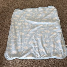 Carters Safari Baby Blanket 28in Blue Security Lovey Elephant Giraffe Alligator