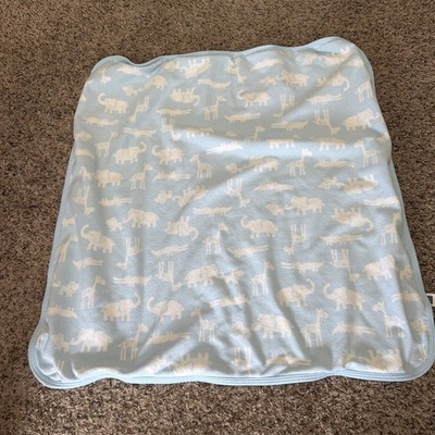 Carters Safari Baby Blanket 28in Blue Security Lovey Elephant Giraffe Alligator