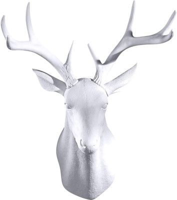 White Deer Head Wall Decor Deer Antlers Wall Sculpture Faux Taxidermy Wall Anima
