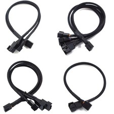 4-Pin PWM Fan Splitter Cable 1 to 4 Way PC Case Fan Hub Power Adapter Sleeved