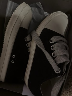 Rick Owens DRKSHDW Ramones Black White Canvas Men's Lace Up Sneakers