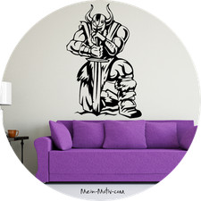 Wandtattoo Wikinger mit Schwert kniend