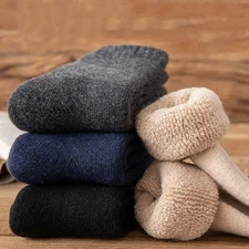 5 Pairs Men Wool Crew Thermal Heavy Warm Sport Duty Fuzzy Boot Work Socks Winter