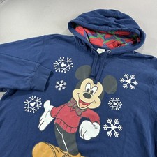 Vtg Disney Store Fleece Hoodie Sweatshirt Blue Pooh 90s Size Large