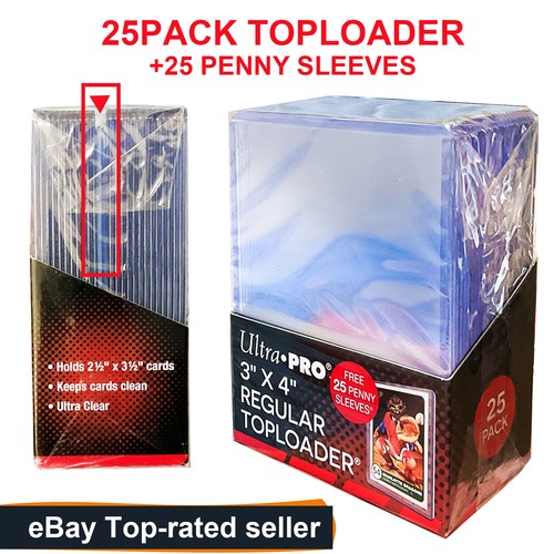 Ultra Pro 3*4 regular toploader 25pack+25penny sleeves.Only one. | eBay
